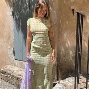 Amlul Fento Dress Green Vichy plaid check 40 medium m
